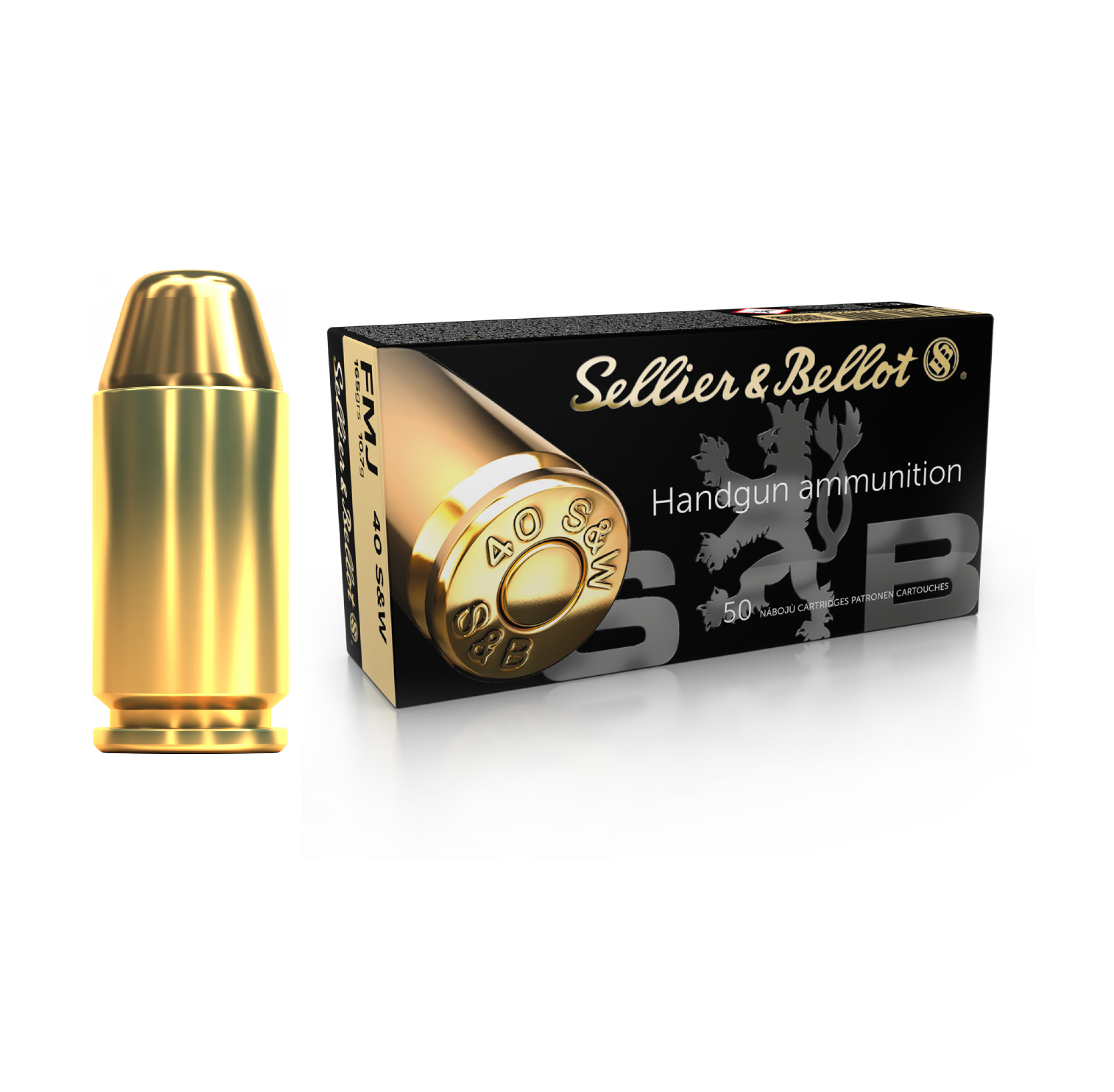 Munição Sellier & Bellot .40S&W FMJ 165gr Cx.50un